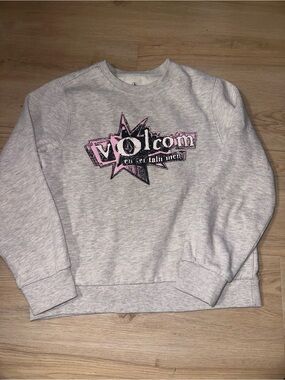 Volcom Gray Sweatshirt with Pink Graphic